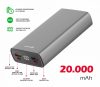 Swissten aluminium power bank, 20000 mAh, 20W, Power Delivery, szürke