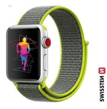 Swissten Apple Watch tépőzáras nylon szíj 42/44/45/49 mm, fényes zöld