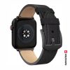 Apple Watch fekete bőrszíj 42/44/45/49 mm, fekete csattal