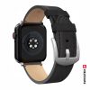 Apple Watch fekete bőrszíj 42/44/45/49 mm, ezüst csattal