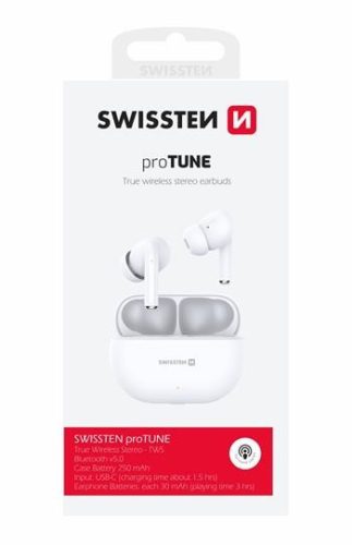 Swissten Pro Tune TWS bluetooth fülhallgató Fehér/Fekete